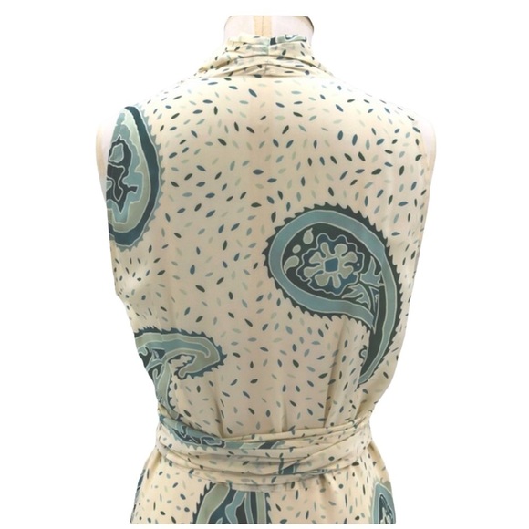 MONDI Sleeveless Fit & Flare Paisley Silk Self Tie Vintage Dress Size‎ 8 - Picture 4 of 9